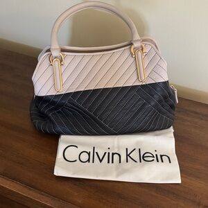 Calvin Klein Tan and Black Quilted Two-Tone Satchel used once